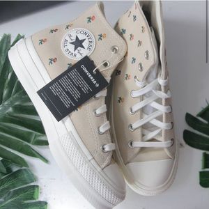 Beige platform converse